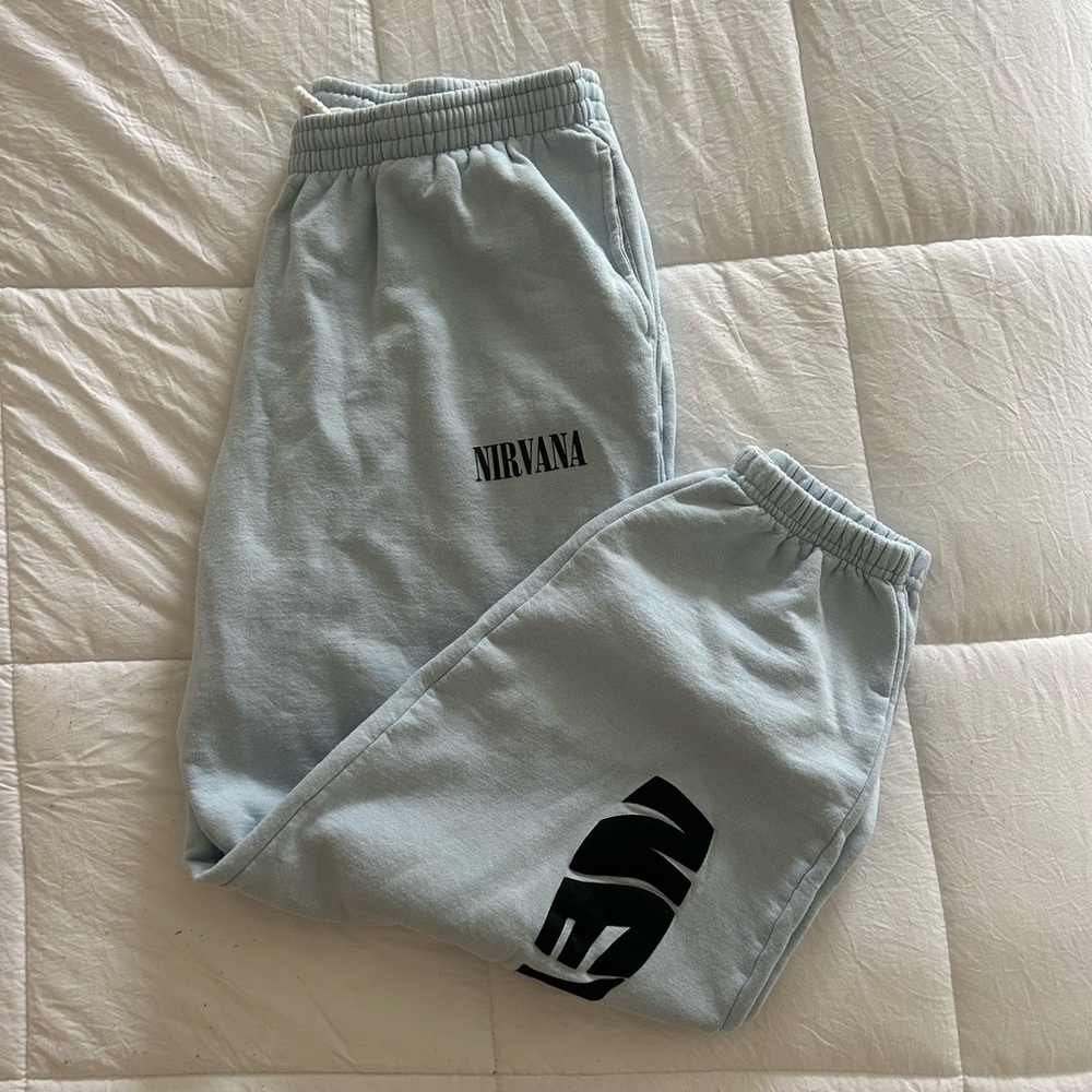 NIRVANA Blue Joggers Soft Elastic Waistband